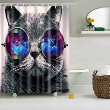 Cortina de banho de poliéster impermeável extra longo 180x200cm cortinas de bano animal bonito gato cortina de chuveiro para banheiro cortina baño 2024 - compre barato