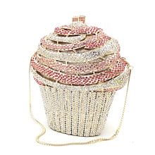 Moda feminina acessórios diamantes bonitos luxo garras grande cupcake sorvete cristal bolsas nupcial festa de casamento bolsas 2024 - compre barato