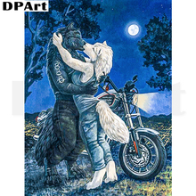 Pintura diamante completa quadrada/broca redonda lobo em amor 5d daipor pintura bordado ponto de cruz imagem de diamante yfibras 2024 - compre barato