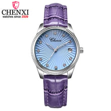 CHENXI Purple Leather Band Ladies Quartz Watch Clock for Lovers Luxury Fashion Women's Dress Jewelry Watches Relogio Feminino 2024 - buy cheap