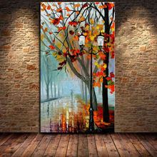 high quanlity hand made modern abstract canvas oil painting white misty autumn morning tree street landscape picture wall art 2024 - buy cheap