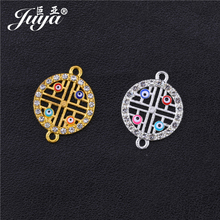 JUYA 10pcs/lot 24.5x18.5mm Alloy Turkish Evil Eye Diamond Charms Connector 4 Evil Eyes Jewelry For Bracelet Connector DIY Making 2024 - buy cheap
