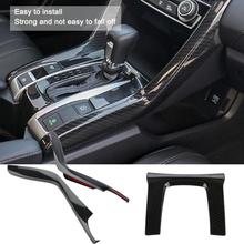 Caja de cambios Interior para coche, 3 uds., marco de Panel, decoración de embellecedor, accesorios de fibra de carbono para coche Honda Civic 2016 2017 2024 - compra barato