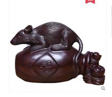 Black rosewood carved money bag rat furnishing piece of solid wood home fortune zodiac rat office decoration crafts home crafts 2024 - buy cheap