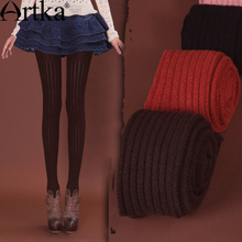 ARTKA-medias de lana suave para mujer, tejido con Cable que combina con todo, Color sólido, Retro, Vintage, otoño e invierno, PM17033Q 2024 - compra barato
