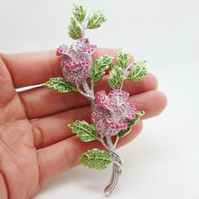 Joyería de moda hermosa rosa Diamante de imitación cristal broche de Rosa Pin 2024 - compra barato