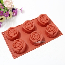 High quality 6 cavities rose flower shape silicone chocolate fondant pudding jelly candy cupcake molds DIY baking herramientas 2024 - buy cheap
