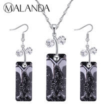 MALANDA Original Crystals From Swarovski Square Pendant Necklace Drop Earrings Set For Women Fashion Wedding Jewelry Sets Gift 2024 - buy cheap