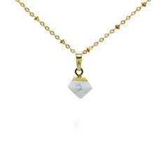 Collar de cadena con piedra Natural para mujer, dije de pirámide, joyería de howlita blanca, cara encantadora, punto de oro, Gema 2024 - compra barato