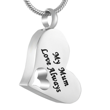 MJD8529 "My Dad/Mom Love Always" urna de acero inoxidable en forma de corazón colgante de cremación, joyería para el amor, cenizas, recuerdo conmemorativo 2024 - compra barato