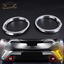 Reamocea 2Pcs Front Fog Light Lamp ABS Chrome Decoration Trim Frame Stickers Cover Styling for Toyota C-HR CHR 2017 2018 2024 - buy cheap