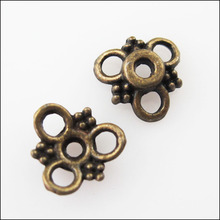 New 80Pcs Antiqued Bronze Color 3Leaf - Flower End Bead Caps Connectors 10mm 2024 - buy cheap