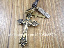 New handmade genuine leather corss and Jesus pendant necklace for women men jewelry 2024 - buy cheap