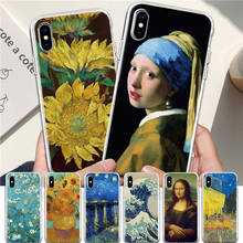 Для iPhone 4 4S 5 5S SE 6 6S 7 8 Plus X XR XS Max TPU задняя крышка Ван Гог Картина маслом Мона Лиза Подсолнух силиконовый чехол 2024 - купить недорого