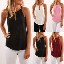 2019 Hot Sexy Women Ladies Summer Plain Sleeveless  Loose Chiffon Camisole Casual O Neck Shirt Solid Color Tank Top 2024 - buy cheap