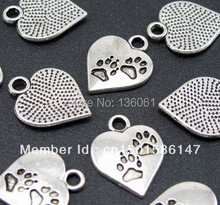 Vintage Tibetan Silver Dog Paw Prints Heart Charms Pendants For Jewelry Making Findings Bracelets  Accessories Gifts Hot Z112 2024 - buy cheap