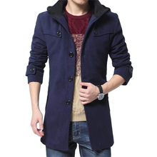 Abrigo grueso y cálido de terciopelo para hombre, chaquetas largas ajustadas, gabardina de lana informal, abrigo de lana a prueba de viento, 4XL, Invierno 2024 - compra barato