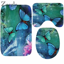 Zeegle-tapete com estampa de borboleta para banheiro, 3 peças, conjunto lavável, tapete em microfibra para banheiro 2024 - compre barato