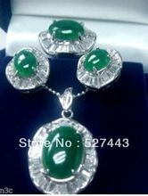 Wholesale free shipping >>Fashion Green stone Pendant Earring Ring 2024 - buy cheap