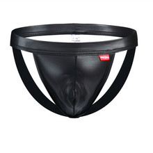 Thongs Sexy Mens Briefs Black G-String Jockstrap Underwear Imitation PU Faux Leather Open Butt Penis Pouch Bikini Briefs 2024 - buy cheap