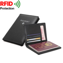 Funda de pasaporte de viaje para hombre, billetera Rfid para tarjetas de crédito, Funda de cuero Pu, protección para tarjetas Rfid, organizador de documentos de viaje 2024 - compra barato