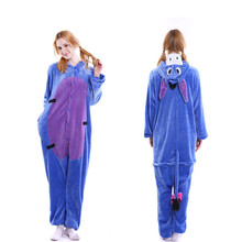 Pijama de flanela feminino unissex, pijama adulto fofo de desenho de animal com capuz 2024 - compre barato