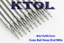 4x15mm R0.5 Quality2 Flute Spiral Solid Carbide Micro End Mill 3D Wood Engraving Tools, Tapered Ball Nose End Mills Cutter Bits 2024 - buy cheap