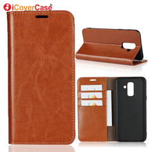 Luxury Genuine Leather Flip Coque Cases For Samsung Galaxy A6 Plus A6plus 2018 Case Wallet Cover Fundas Mobile Accessories Etui 2024 - buy cheap