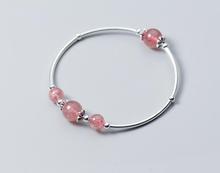 100% Real. 925 Sterling Silver Fine Jewelry Flowers&Beads Natural Rose Strawberry Quartz Stone Bracelet LS757 2024 - buy cheap