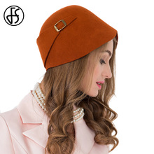FS-sombrero de fieltro de ala ancha para Mujer, sombrero de lana 100%, color naranja y negro, Sombreros de vestir para iglesia, Sombreros de invierno 2024 - compra barato