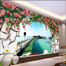 Papel pintado personalizado Beibehang estilo europeo 3D mar caballete Rosa estereoscópica Rosa TV Fondo pared Sala dormitorio 3d papel tapiz 2024 - compra barato