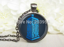 New Steampunk UK movie dr doctor who blue box police call bad wolf Necklace 1pcs/lot bronze steel Glass Pendant telephone booth 2024 - buy cheap