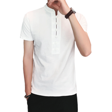 T Shirts Men's Clothing Tops Tees Blouse Summer T-shirt Male Solid Short sleeves Linen Unique Button design Tops Plus Size M-5XL 2024 - buy cheap