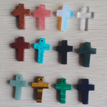 2018 new trendy bestselling natural stone cross pendants Charms fit Necklaces jewelry making 12pcs wholesale free shipping 2024 - buy cheap