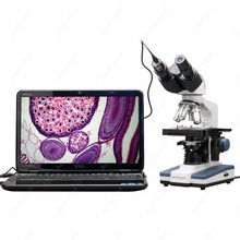 AmScope-microscopio Digital Binocular con luz LED, microscopio de con escenario 3D, cámara USB, suministros, 40X-2000X 2024 - compra barato
