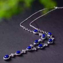 Natural lapis lazuli Necklace natural gemstone Pendant Necklace S925 silver trendy Luxury Butterfly bow women party fine Jewelry 2024 - buy cheap