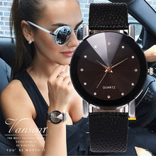 2019 Venta caliente, Reloj de las mujeres de lujo del diamante de la marca Casual cuarzo Simple Reloj para mujeres de cuero correa de Reloj de pulsera de Reloj de Mujer Q3 2024 - compra barato