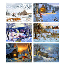 Pintura de diamantes 5D DIY, cuadro de paisaje de casa de nieve, Cuadrado completo, redondo, bordado de diamantes, punto de cruz, cuadro de cristal para pared, regalo 2024 - compra barato