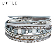 17MILE Fashion Simulated Pearl Multiple Layers Leather Bracelets For Women Men Crystal Statement Charm Bracelet Female Jewelry 2024 - buy cheap