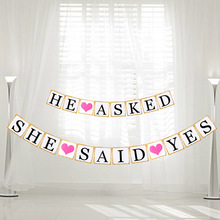 "HE ASKED SHE SAID YES"  Bunting Flags Garland Banner Photo Booth Wedding Party Photography Props Decoration Events Supplies 2024 - buy cheap