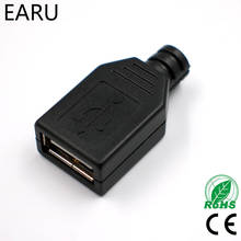 10 шт., 4-контактный гнездовой разъем USB типа A «сделай сам» с черной пластиковой крышкой, адаптер для подключения USB 2,0, PCB SDA кабель для передачи... 2024 - купить недорого