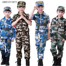 Hot 2018 Kids army camo soldier marine costume Performance Stage Costume Camouflage suit Fire-fighting clothing AMBESTPARTY 2024 - buy cheap