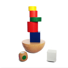 Деревянные геометрические блоки для детей, обучающая игра Монтессори для балансировки, Ранние развивающие игрушки для детей, Семейная Игра 2024 - купить недорого