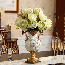 Vaso de resina de luxo estilo europeu, decoração, retrô, antigo, palácio, artesanato, sala de estar, móveis, arranjo de flores, arte 2024 - compre barato