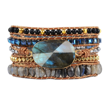 Boho Women Wrap Bracelet Natural Stones 5 Times Leather Strap Bracelets Labradorite Multi layers Beaded Bracelet Dropshipping 2024 - buy cheap