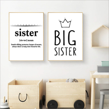 Carteles e impresiones tipográficos de Big Sister, imágenes sobre lienzo para pared de hermanas, decoración de pared para habitación de niñas 2024 - compra barato