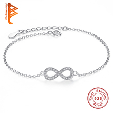 Wholesale Price Trendy 100% 925 Sterling Silver Infinity Charm Crystal Bracelet For Women Wedding Silver Fine Jewelry Gift 2024 - buy cheap