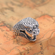 FNJ 925 Silver Ring Snake Head Punk New Fashion Jewelry S925 Sterling Silver Rings for Women Men Size 8-11.5 bague 2024 - buy cheap