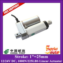 Free Shipping electric linear actuator 1"/25mm stroke, 1000N/ 225LBS Load 12V/24V DC linear actuator 2024 - buy cheap