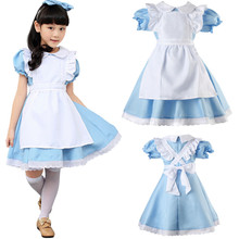 Алиса в стране чудес» для детей, праздничное платье для девочки платье в стиле служанки Лолиты костюмы для косплея комплект 2024 - купить недорого